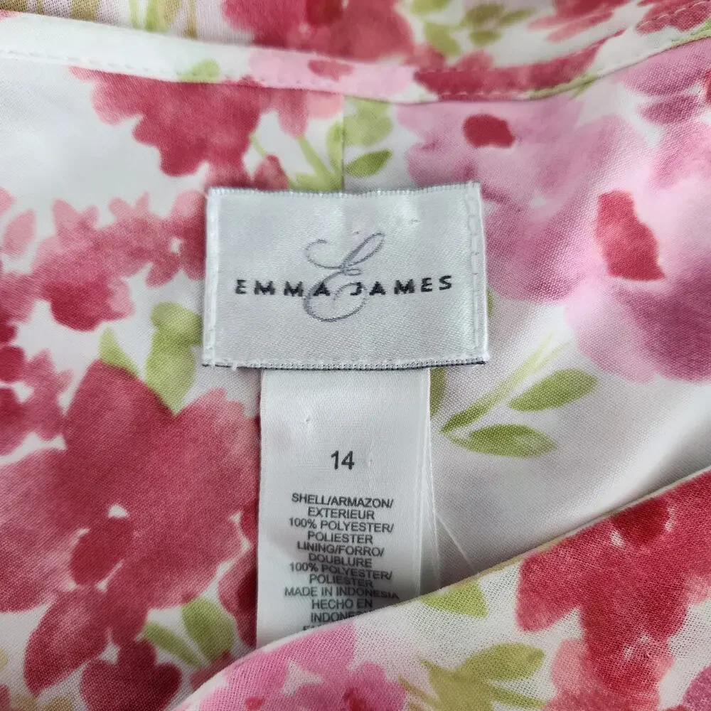 Vintage Y2K White Pink Floral Fairycore Midi Skirt Mid Rise Emma James 14
